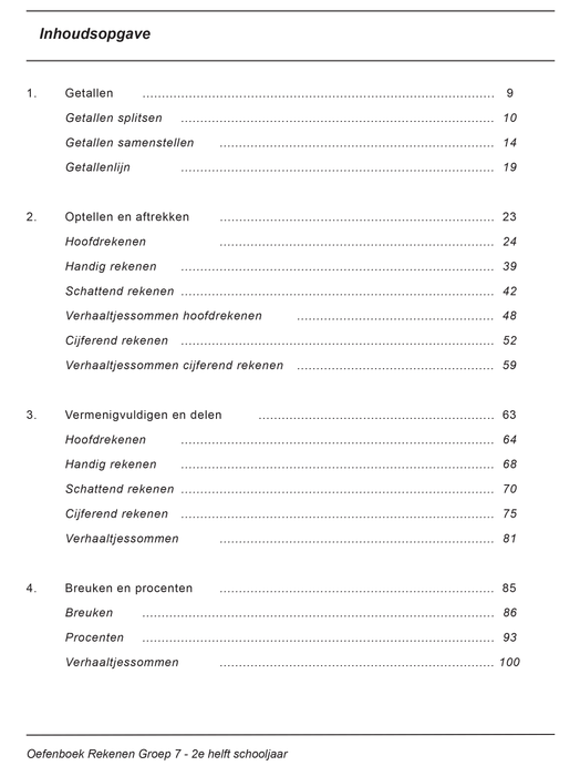 Rekenen Groep7 tweedehelft inhoud