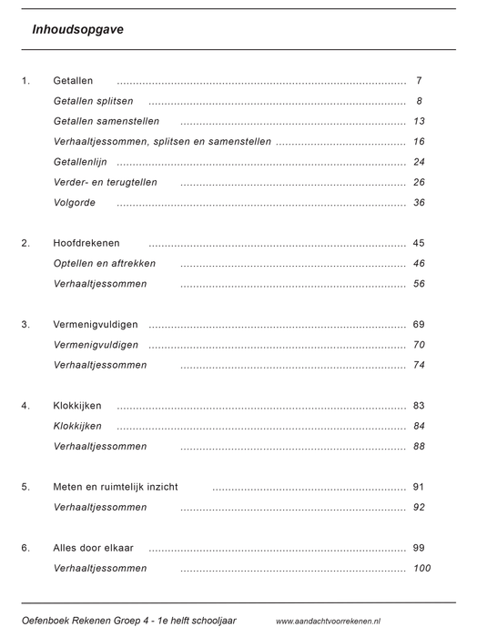 oefenboek rekenen groep 4 inhoud