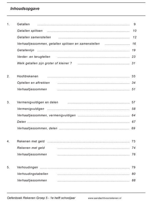 rekenen groep 5 inhoud